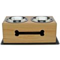 Pets Stop Pets Stop WRDB1 Wooden Bone Elevated Dog Bowls - Small WRDB1